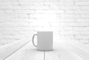 coffee mug on a wooden table clipart