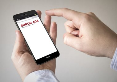 Hata 404 üstünde belgili tanımlık perde ile Smartphone