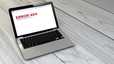 Hata 404 üstünde belgili tanımlık perde ile dizüstü bilgisayar