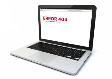Hata 404 üstünde belgili tanımlık perde ile dizüstü bilgisayar