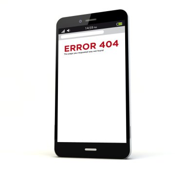 Hata 404 üstünde belgili tanımlık perde ile telefon
