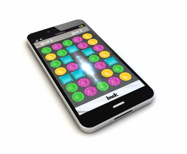 Bulmaca oyun üstünde belgili tanımlık perde ile Smartphone