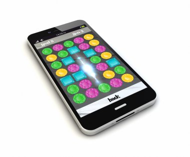 smartphone with puzzle game on the screen clipart