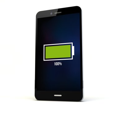 Smartphone ekranında tam dolu pil ile