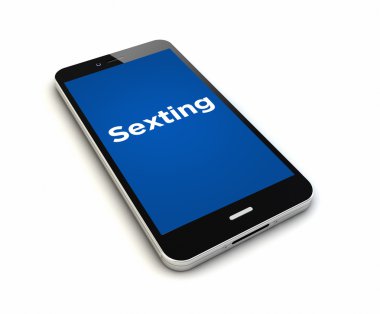 smartphone on white surface with sexting app clipart