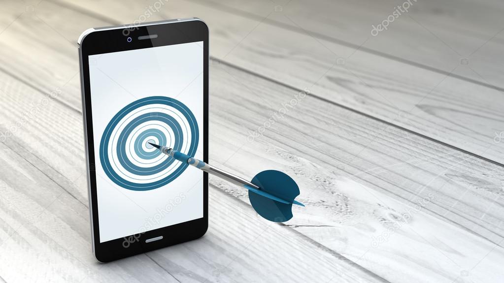 Smartphone with dartboard in the screen