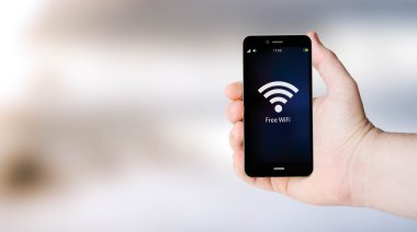 Ücretsiz Wi-Fi alan işareti smartphone cep telefonu ile