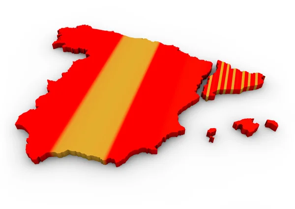 Map of spain with a separated catalonia — Stock Photo, Image