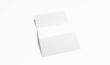 Boş üç katlı broşür, temiz ve izole edilmiş 3D görüntüleme..