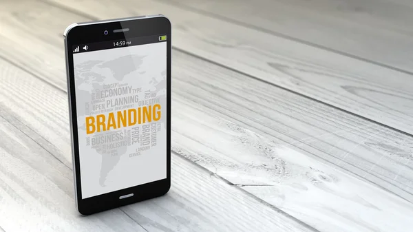 Branding op digitale gegenereerde smartphone — Stockfoto