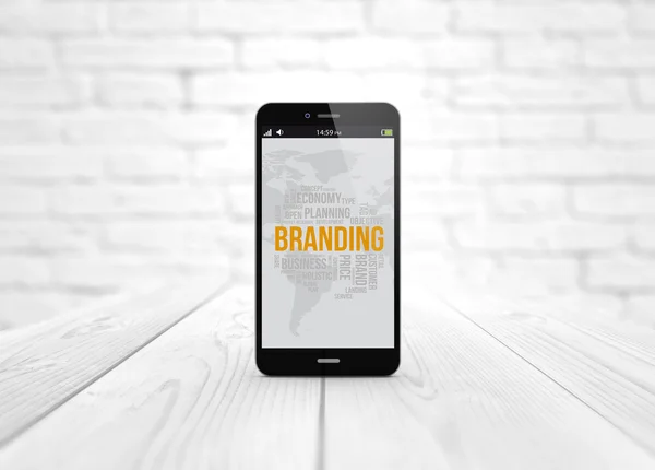 Mobiele branding op digitale gegenereerde smartphone — Stockfoto