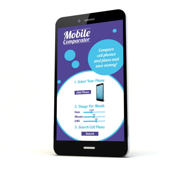 Rendera i en telefon med online mobila priser — Stockfoto