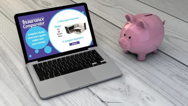 Piggybank och bärbara dator — Stockfoto