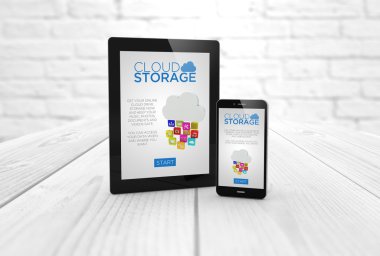smartphone with cloud storage on screen
