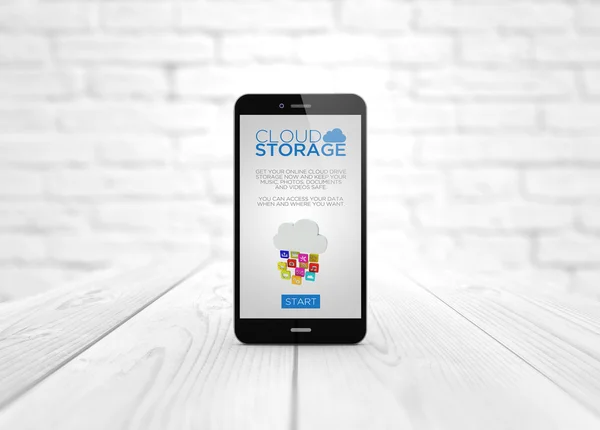 Smartphone with cloud storage website — Zdjęcie stockowe
