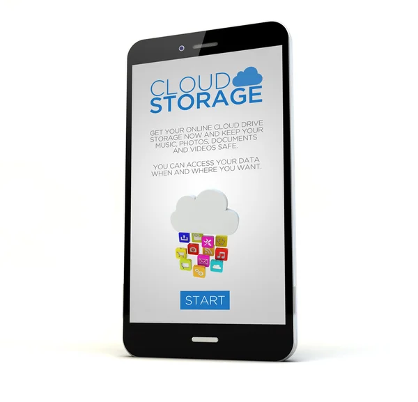 Smartphone with cloud storage on the screen — Stockfoto