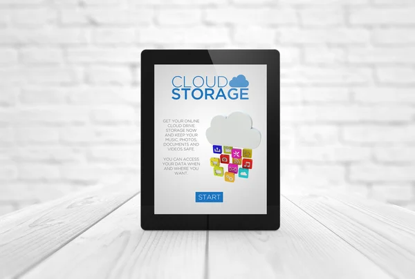 tablet with cloud drive storage website