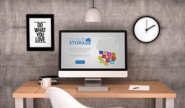 workspace desktop with cloud drive storage