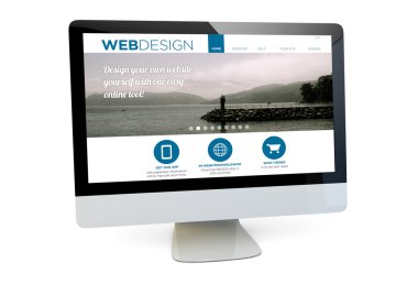 webdesign üstünde belgili tanımlık perde ile bilgisayar