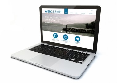 webdesign site üstünde belgili tanımlık perde ile bilgisayar