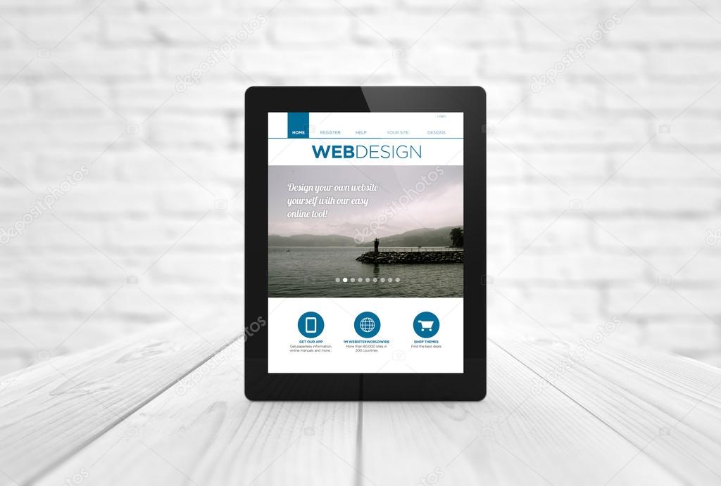 tablet with web design website