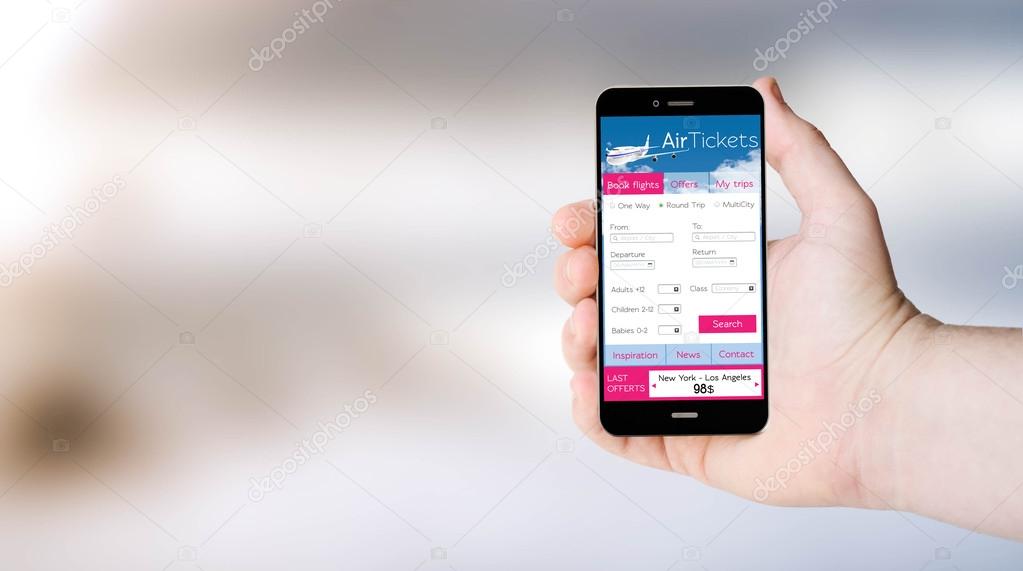 mobile phone with air tickets app