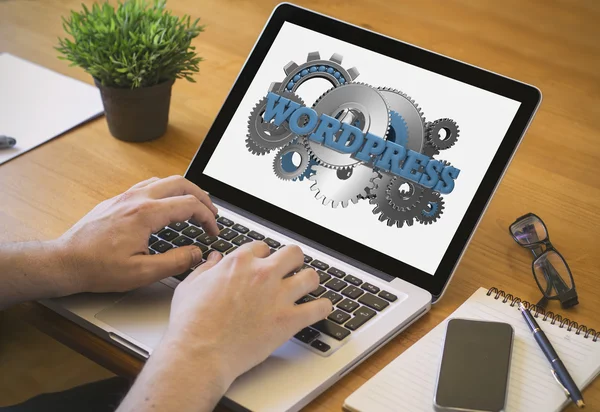 Компьютер настольный WordPress — стоковое фото