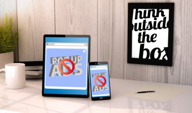 Masaüstü tablet ve telefon reklam blok ile