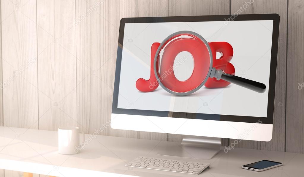 desktop computer with job search online