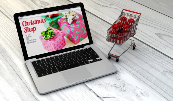 Digitales Gerät mit Geschenken — Stockfoto