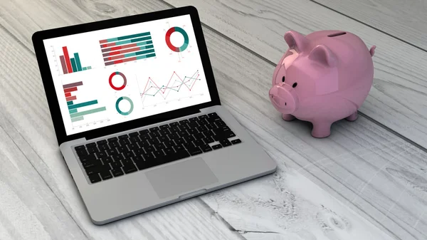 Finanserna data i digital enhet — Stockfoto