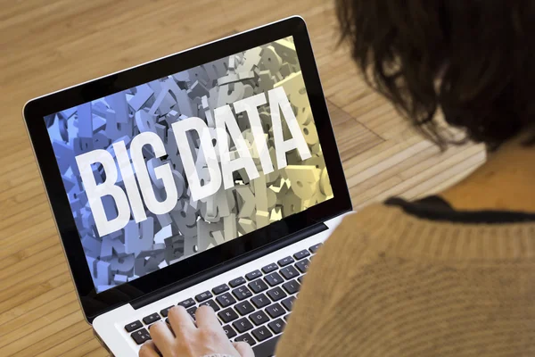 Big data on laptop screen — Stock Photo, Image