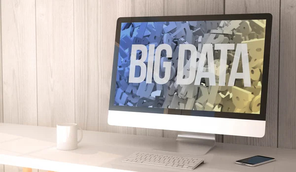 Big data on screen of computer and smartphone — Stock Photo, Image