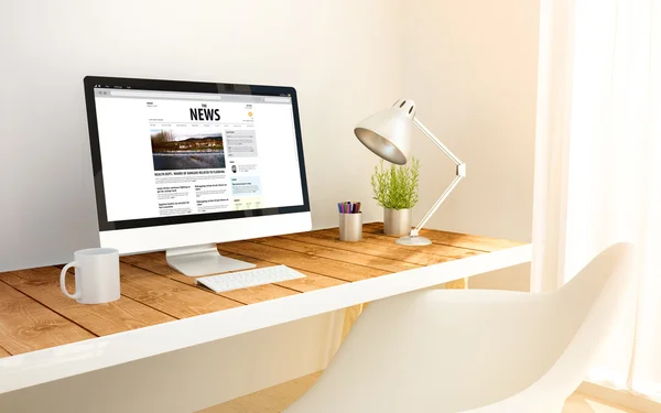 News website  on computer screen — Stock Photo, Image