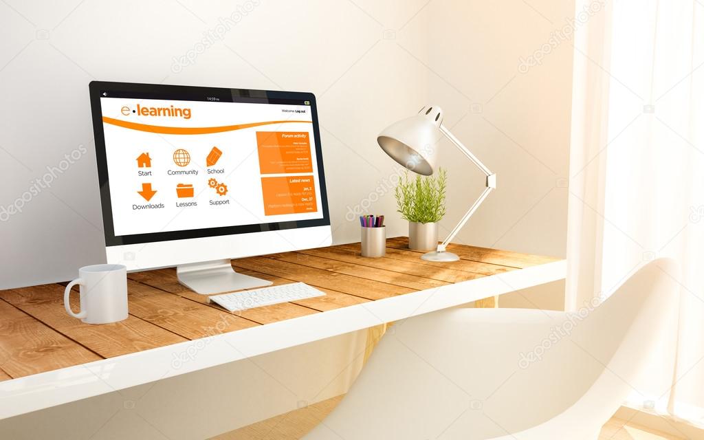 e-learning website on screen computer