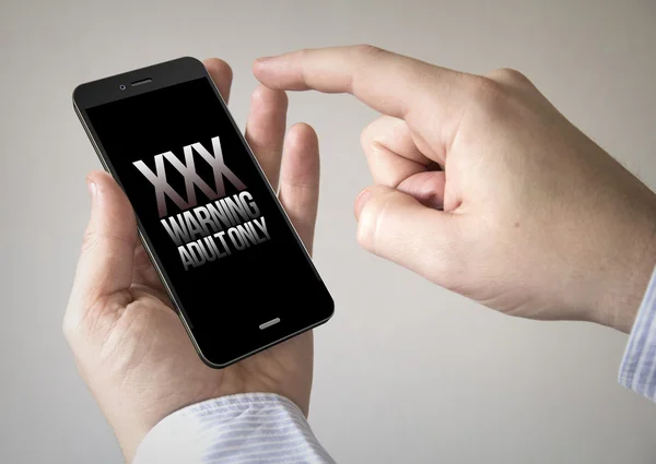 Man using smartphone with adult content — Stock Photo, Image