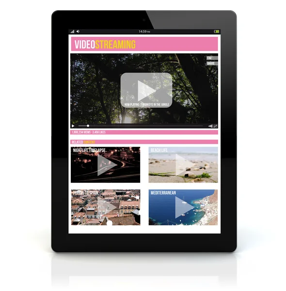 Tablet pc video streaming — 图库照片