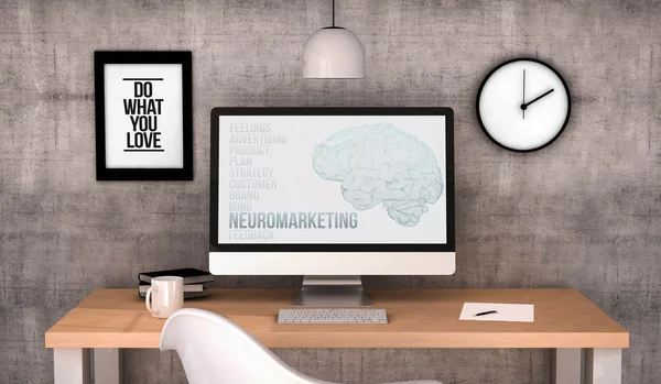 Workspace computer neuromarketing — 图库照片