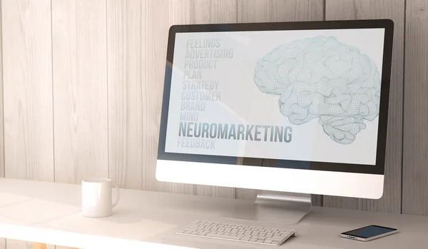 Desktop computer neuromarketing — 图库照片