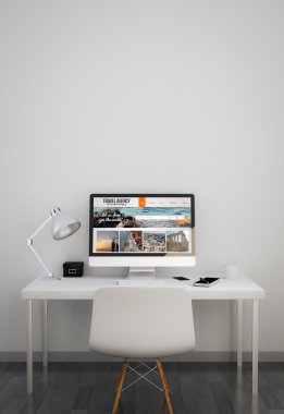 clean workspace with travel website