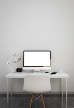 clean workspace with white screen