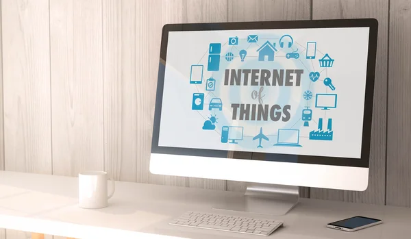 Desktop computer with Internet of things — Stockfoto