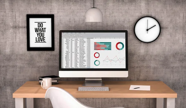 Workspace computer spreadsheet — Stock Photo, Image