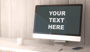 desktop computer your text here