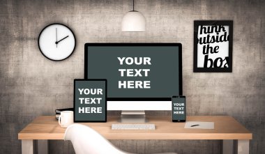 office workplace with your text here devices collection
