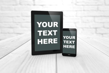 blank screen tablet and smart phone