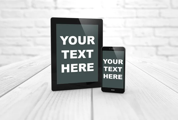 Tableta de pantalla en blanco y teléfono inteligente —  Fotos de Stock