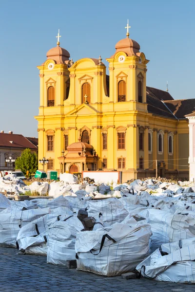 Unirii Square restoration in Timisoara Romania — Stock Photo, Image