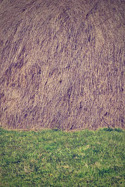 Höstack och gräs bakgrund — Stockfoto