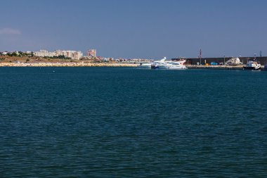 Constanta Tomis harbor at Black Sea clipart